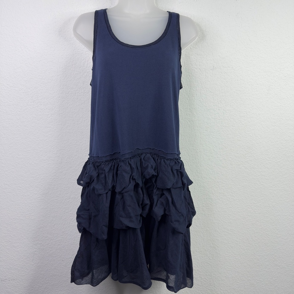 J.Crew Dress Womens S Blue Ruffle Drop Waist Tiered Ballerina Romantic Y2K